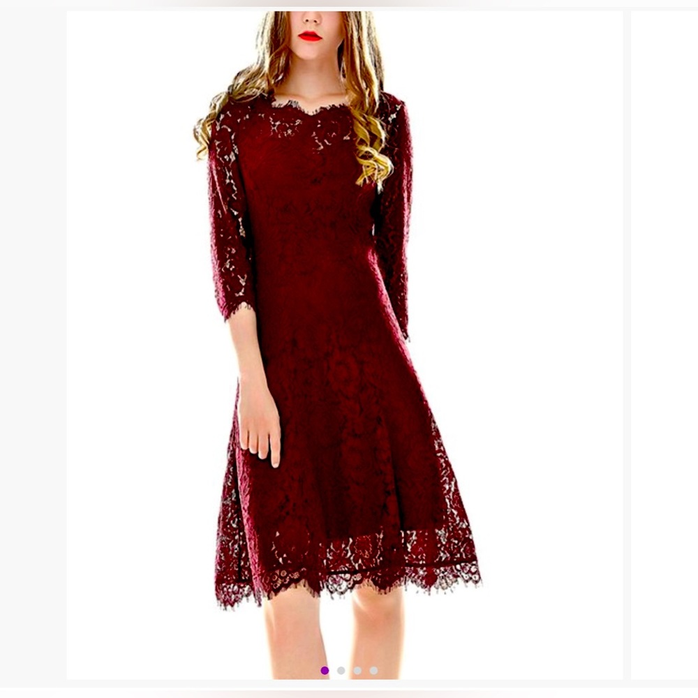 Wine red Lace Dress Size S